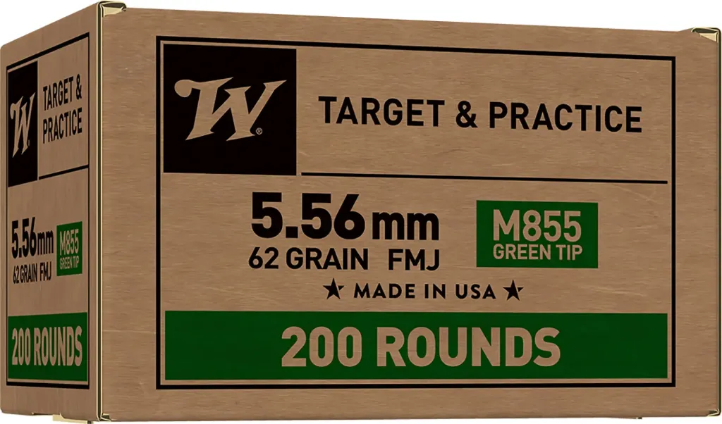 Winchester, 5.56 NATO Ammo, 62 Grain, 200 Rounds