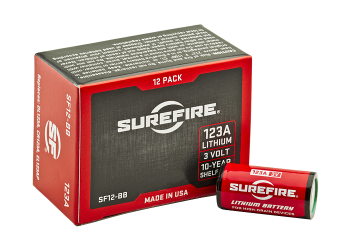 Surefire, high performance rechargeable 123A lithium batteries, 12 Pack
