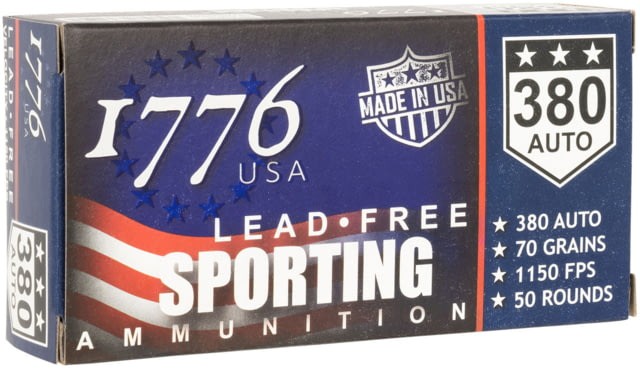 1776 USA, Sporting 380 Auto, 70gr, Lead Free Ball, 50 Rounds